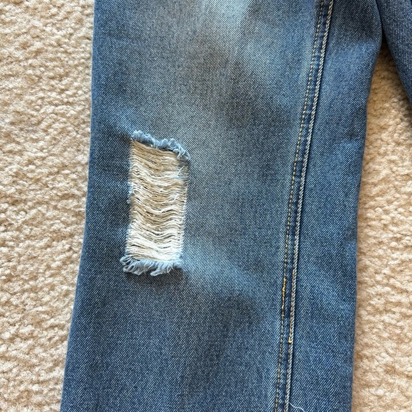 Nordstrom Avec Les Filles Split Hem High Waist Straight Leg Distressed Mom Jeans - Picture 6 of 6